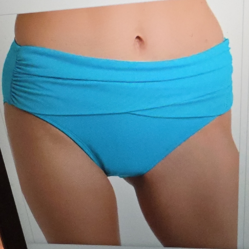 LA BLANCA Solid Mid Waist Swim Bottoms Size 4